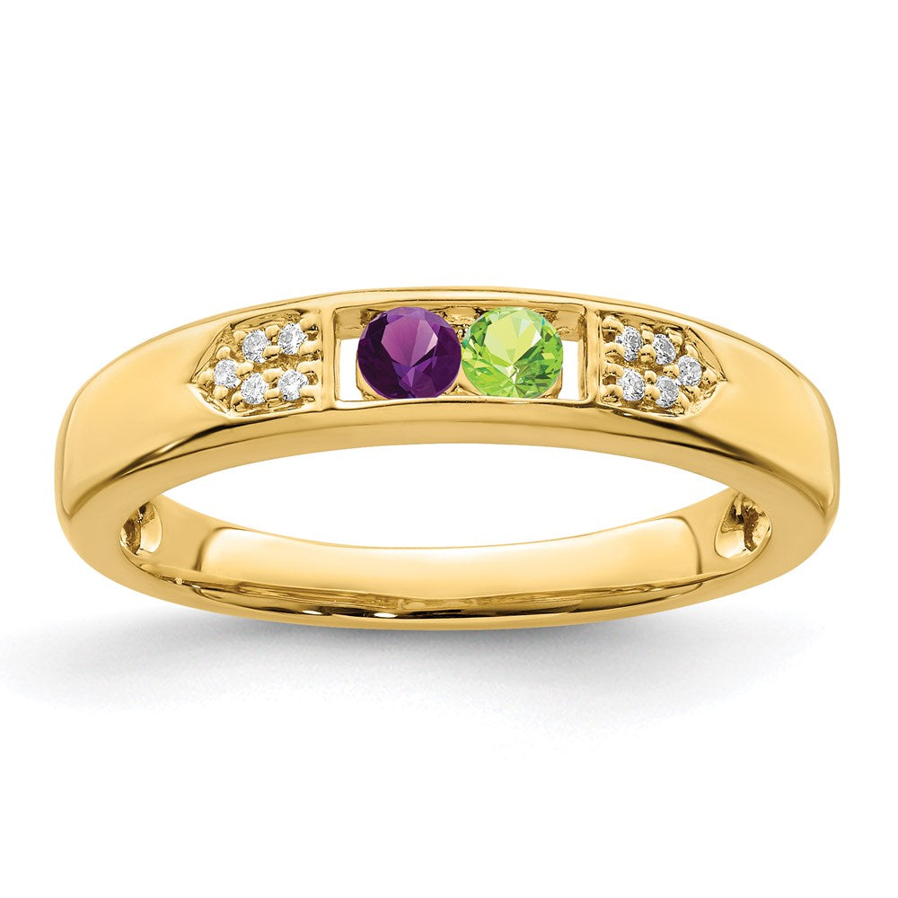 14K Family Jewelry Synthetic Stone & Diamond Set Ring