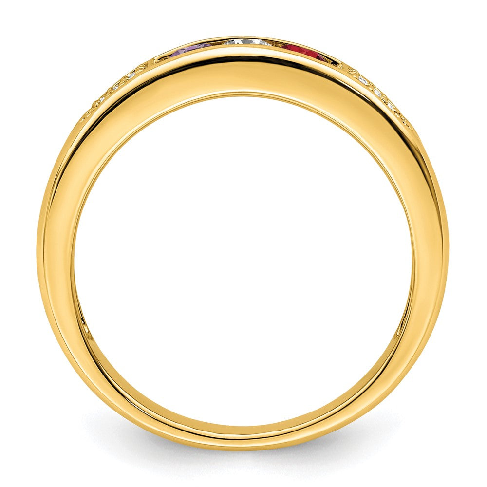 14K Family Jewelry Synthetic Stone & Diamond Set Ring