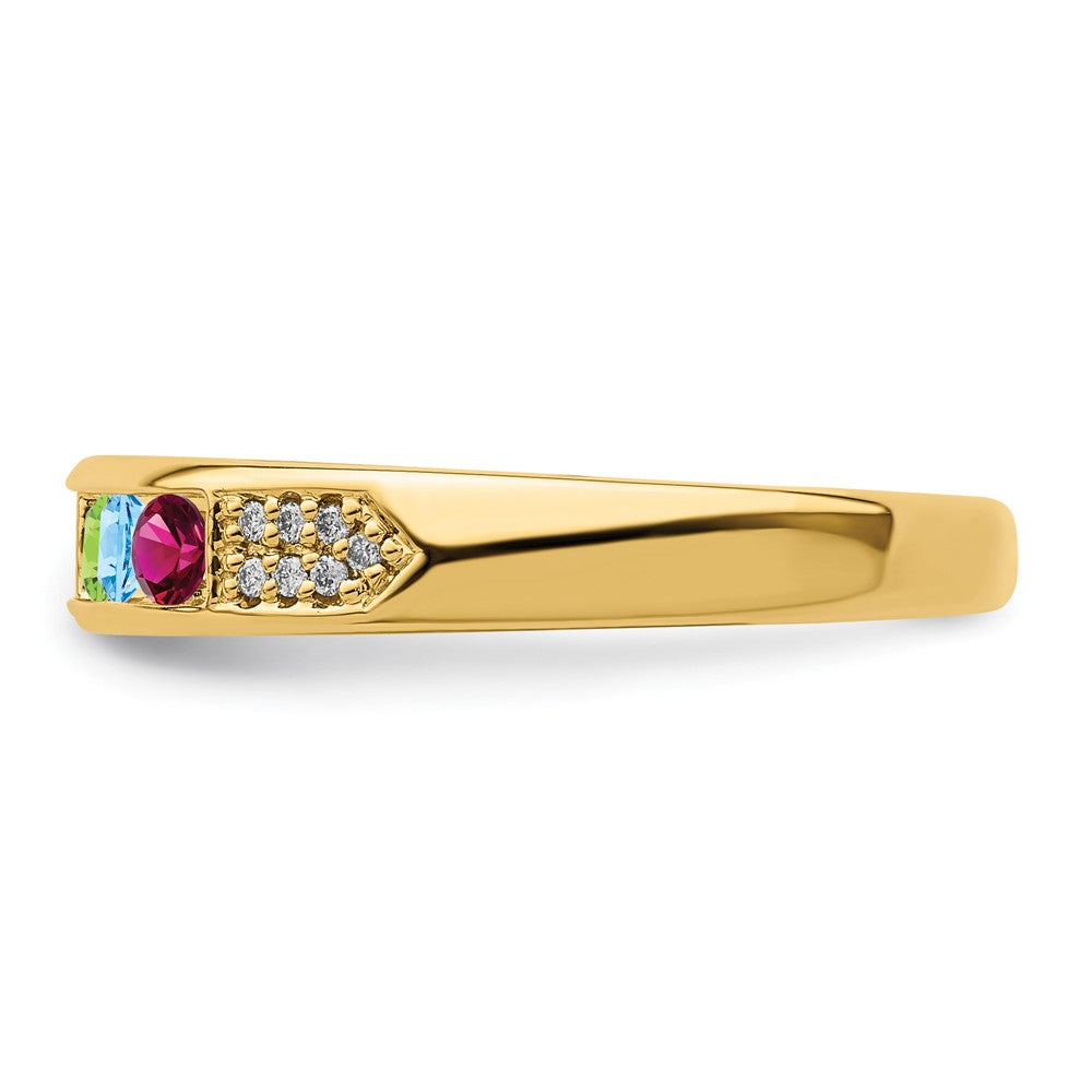 14K Family Jewelry Synthetic Stone & Diamond Set Ring