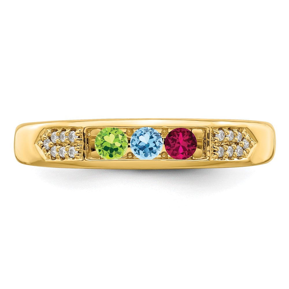 14K Family Jewelry Synthetic Stone & Diamond Set Ring