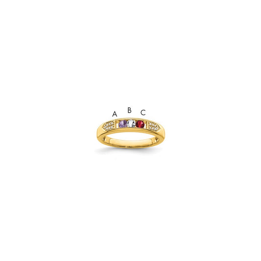 14K Family Jewelry Genuine Stone & Diamond Set Ring