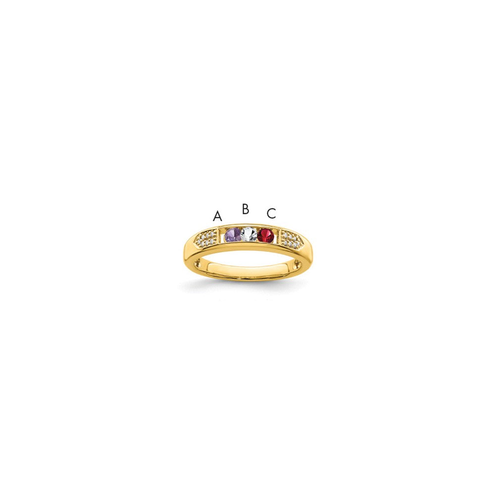 14K Family Jewelry Synthetic Stone & Diamond Set Ring