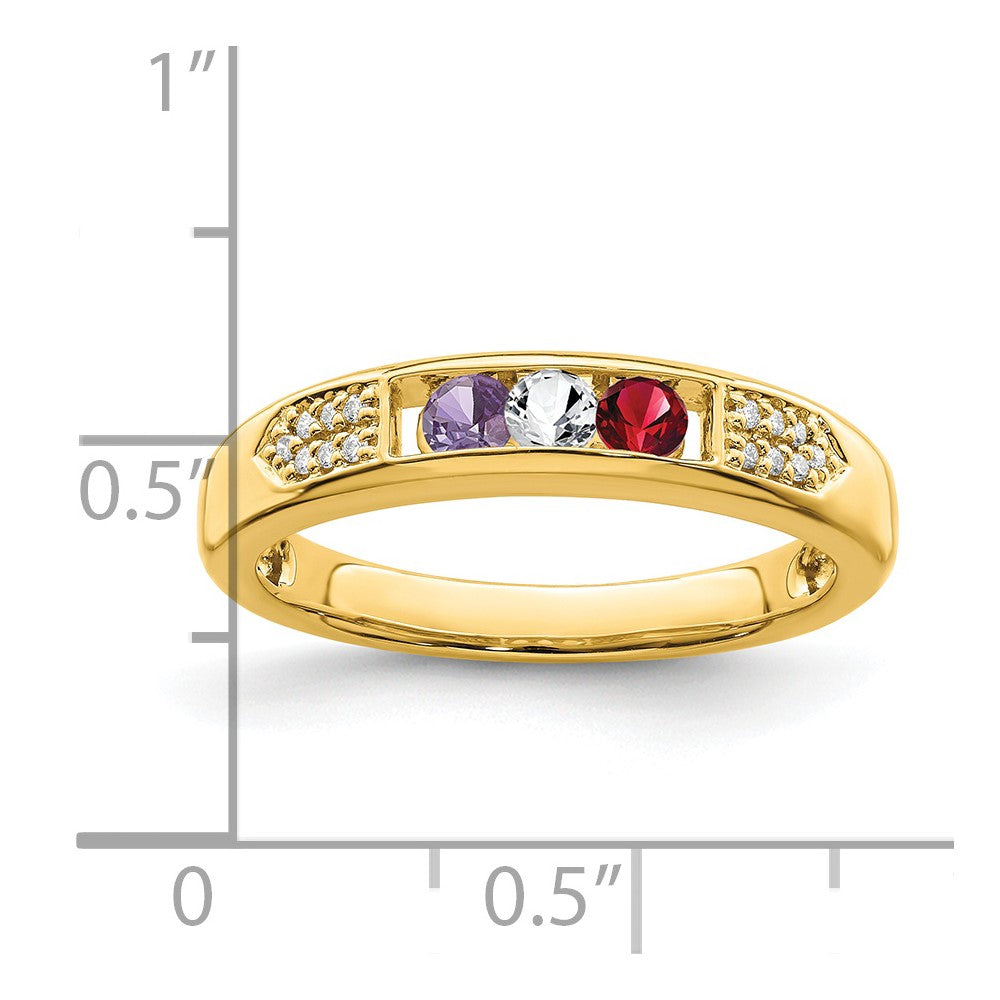 14K Family Jewelry Genuine Stone & Diamond Set Ring