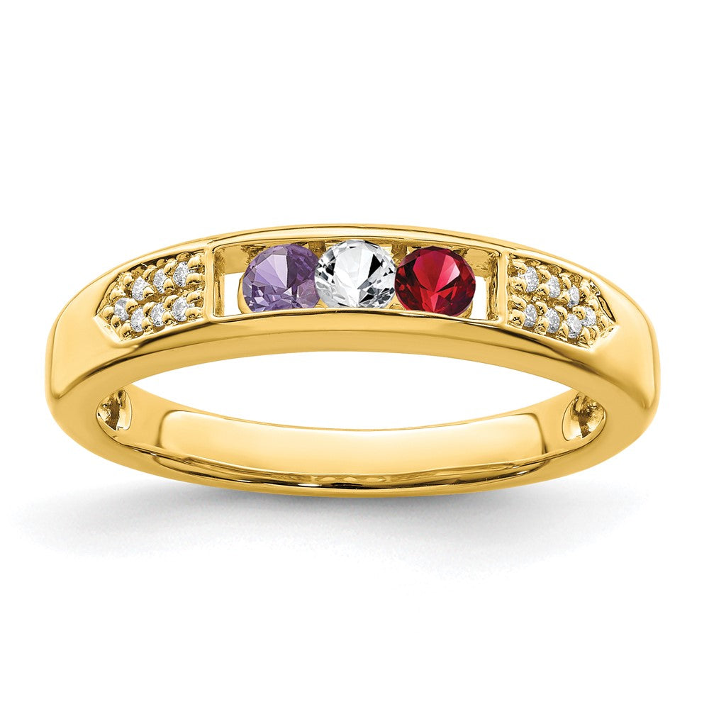 14K Family Jewelry Genuine Stone & Diamond Set Ring