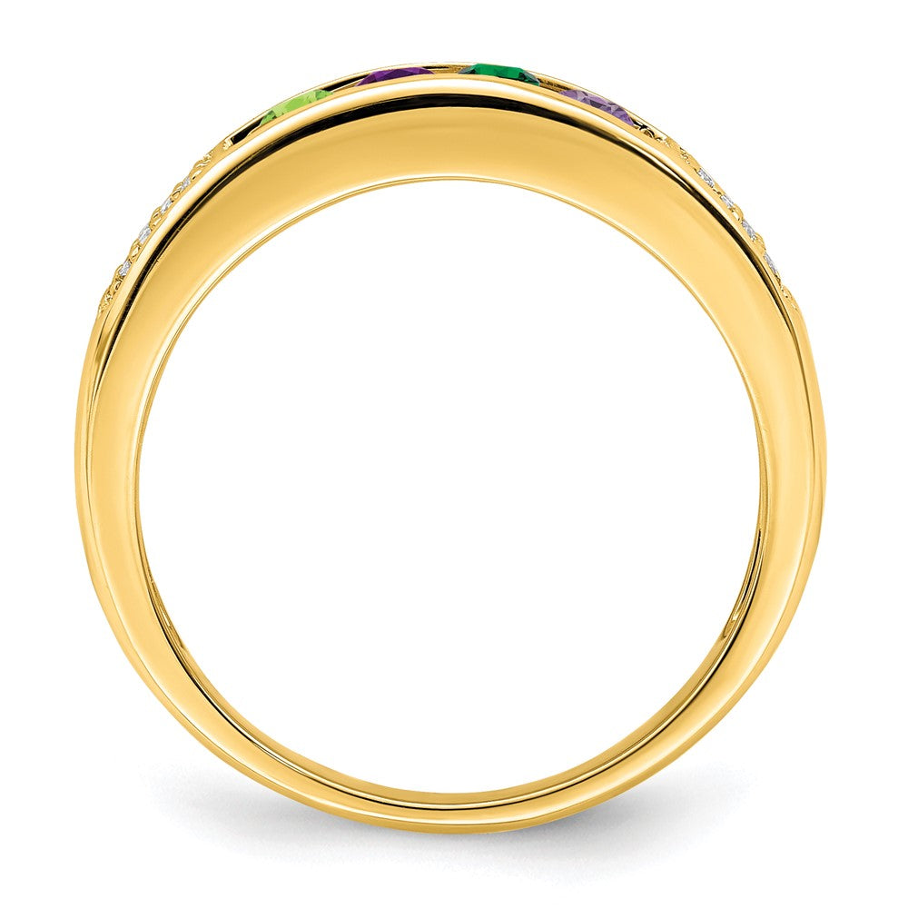 14K Family Jewelry Synthetic Stone & Diamond Set Ring