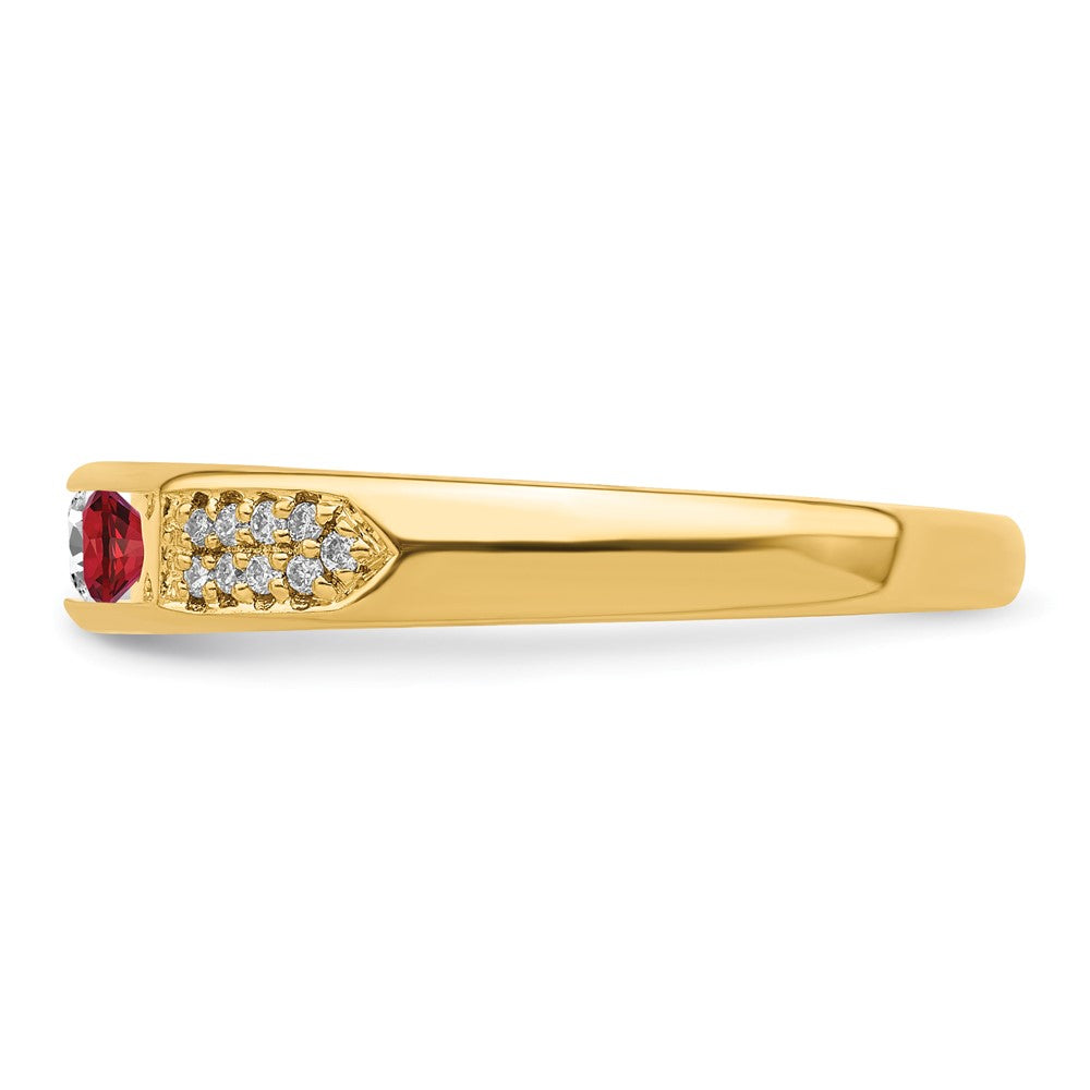 14K Family Jewelry Synthetic Stone & Diamond Set Ring