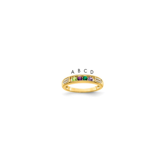 14K Family Jewelry Genuine Stone & Diamond Set Ring