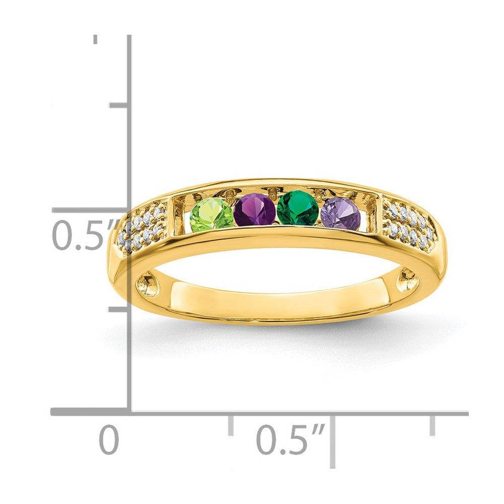 14K Family Jewelry Synthetic Stone & Diamond Set Ring