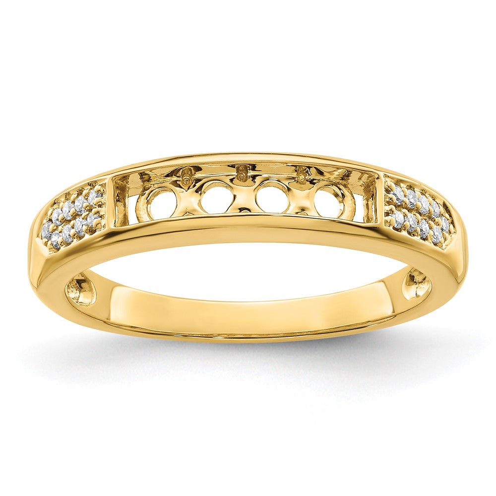 14K Family Jewelry Synthetic Stone & Diamond Set Ring