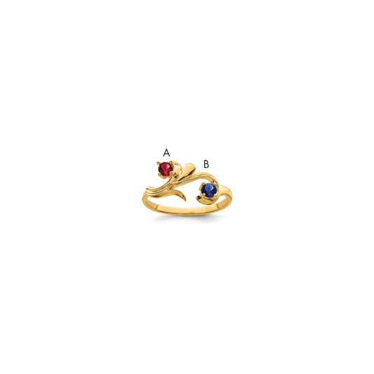 14k Genuine 2 Stone Mother's Ring
