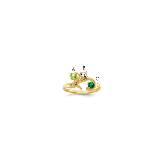 14k Genuine 3 Stone Mother's Ring