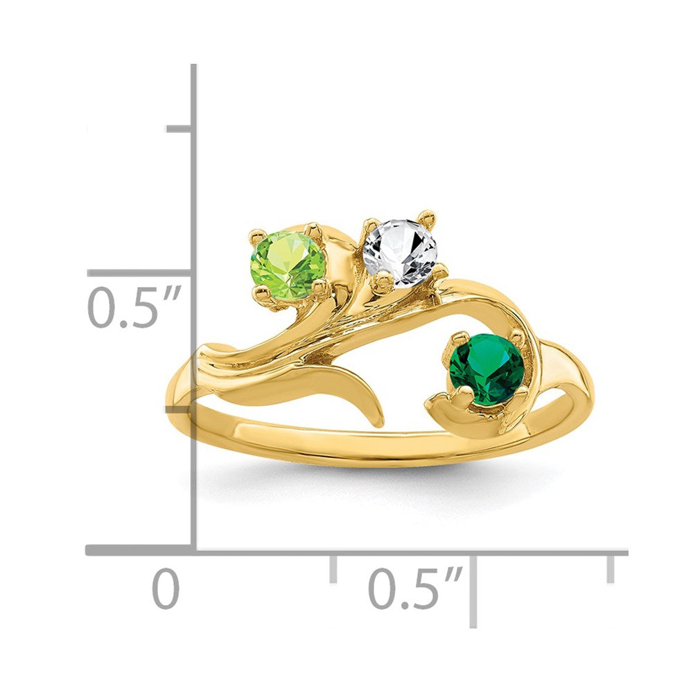 14k Genuine 3 Stone Mother's Ring