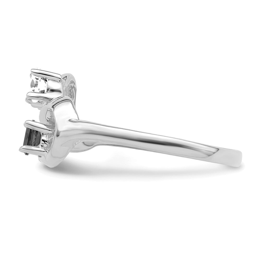 14k White Gold Genuine 3 Stone Mother's Ring
