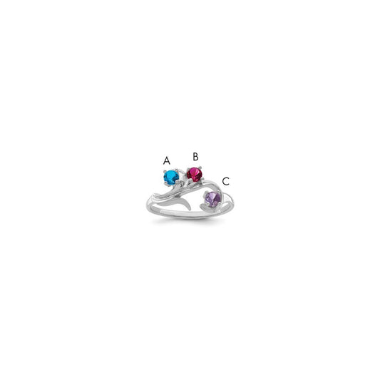 Sterling Silver Rhodium-plated Synthetic 3 Stone Mother's Ring