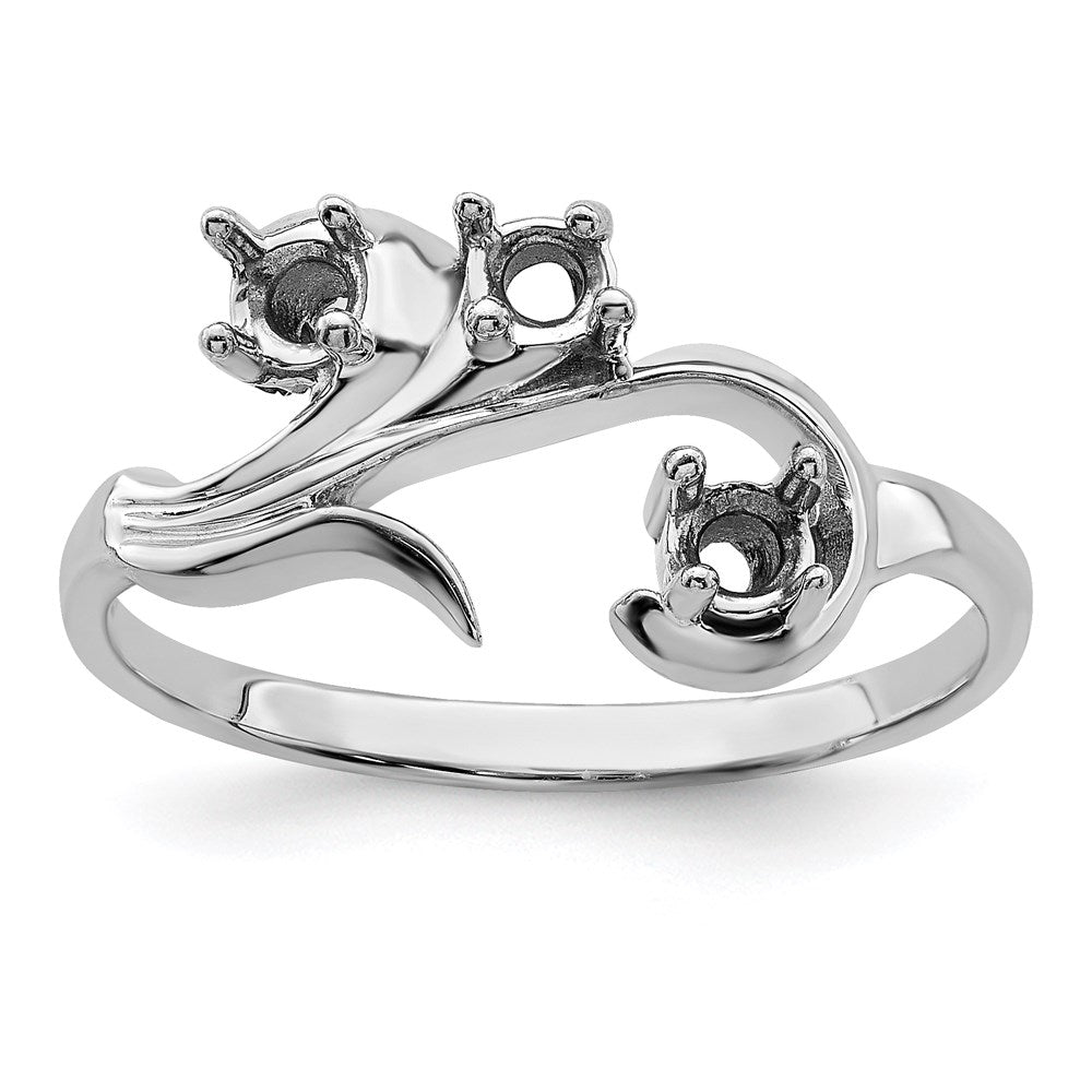 Sterling Silver Rhodium-plated Synthetic 3 Stone Mother's Ring