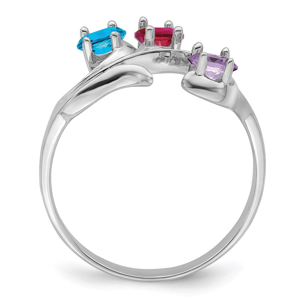 14k White Gold Synthetic Family Jewelry Ring