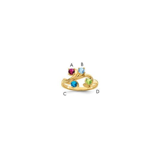 14k Genuine 4 Stone Mother's Ring