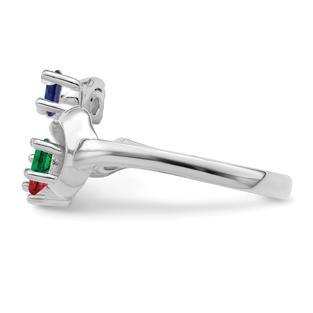14k White Gold Genuine 4 Stone Mother's Ring