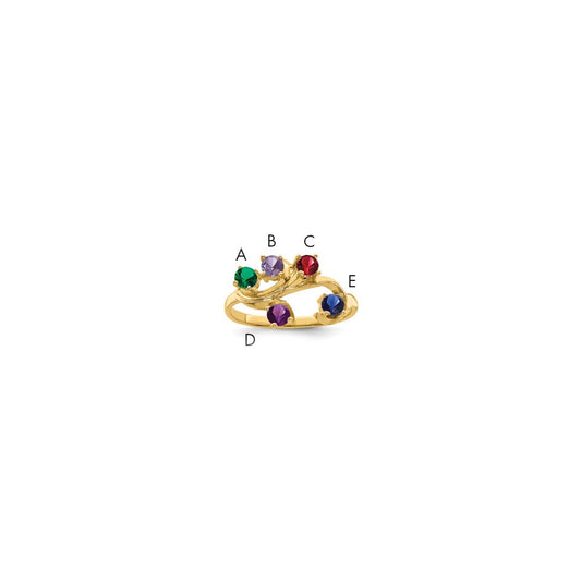 14k Genuine 5 Stone Mother's Ring