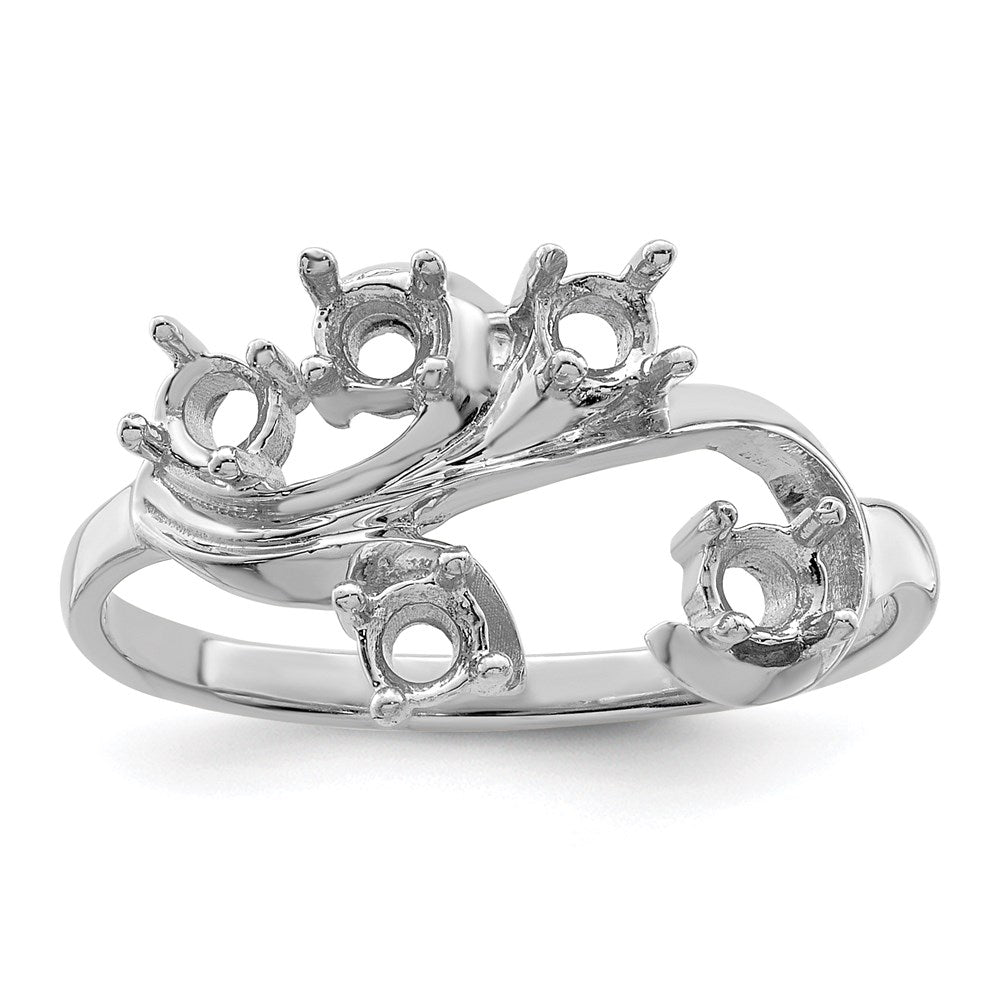 14k White Gold Genuine 5 Stone Mother's Ring