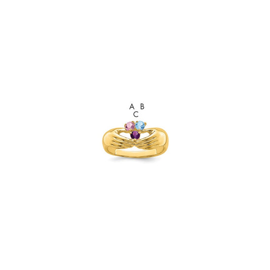 14k 3 Synthetic Stone Family Ring