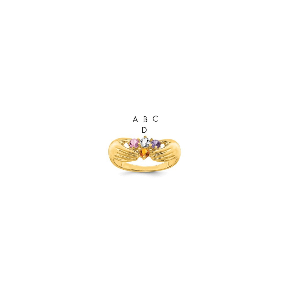 14k 4 Synthetic Stone Family Ring