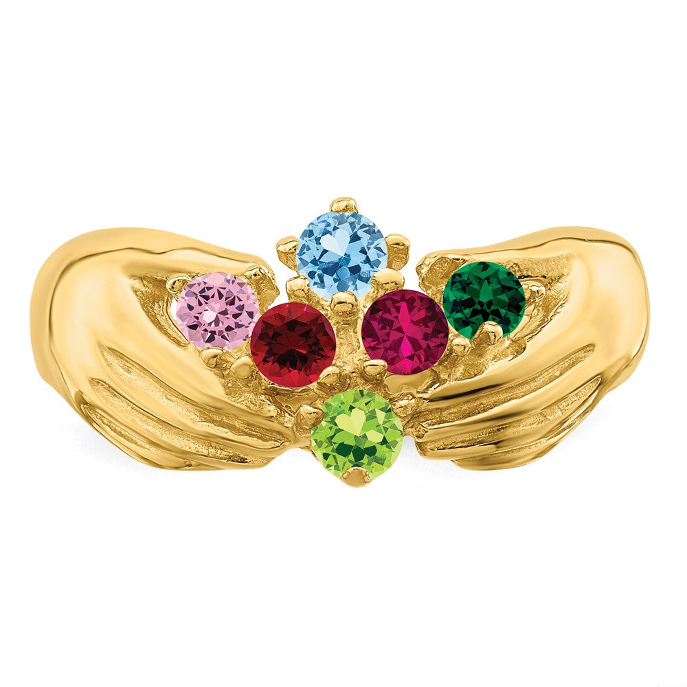 14k 6 Synthetic Stone Family Ring
