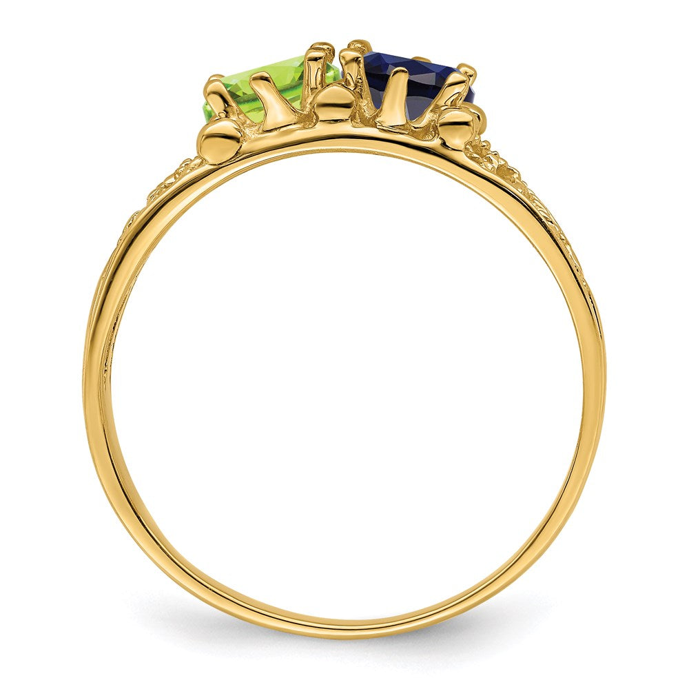 14k 2 Genuine Stone Family Ring
