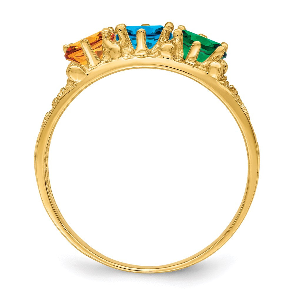 14k 3 Synthetic Stone Family Ring