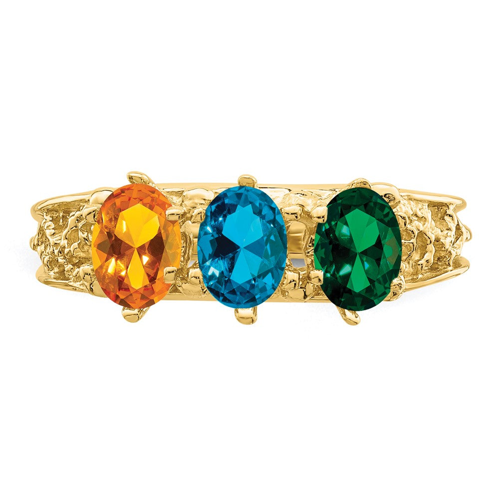 14k 3 Synthetic Stone Family Ring