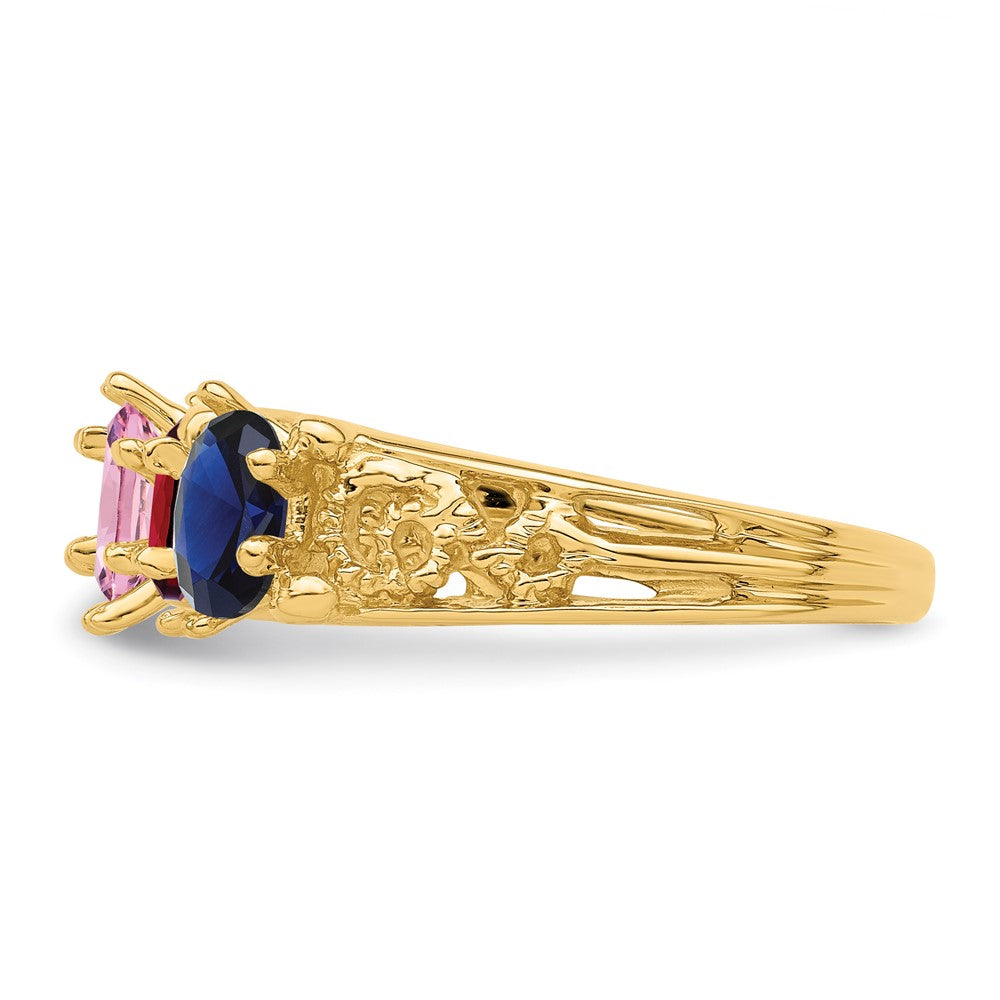 14k 4 Synthetic Stone Family Ring