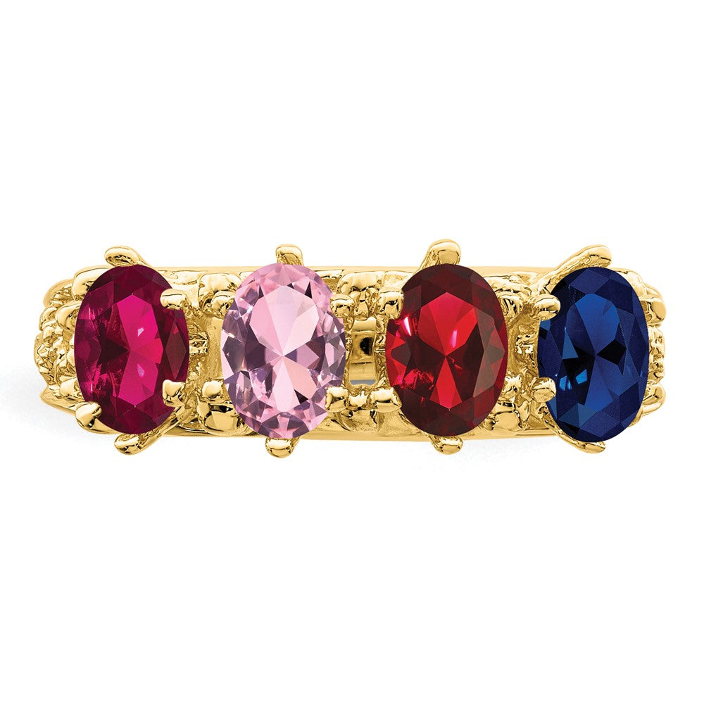 14k 4 Synthetic Stone Family Ring