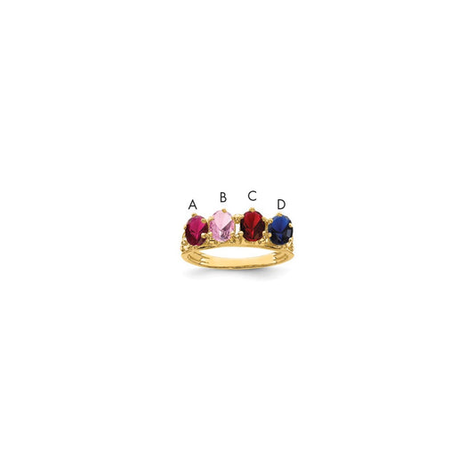 14k 4 Synthetic Stone Family Ring