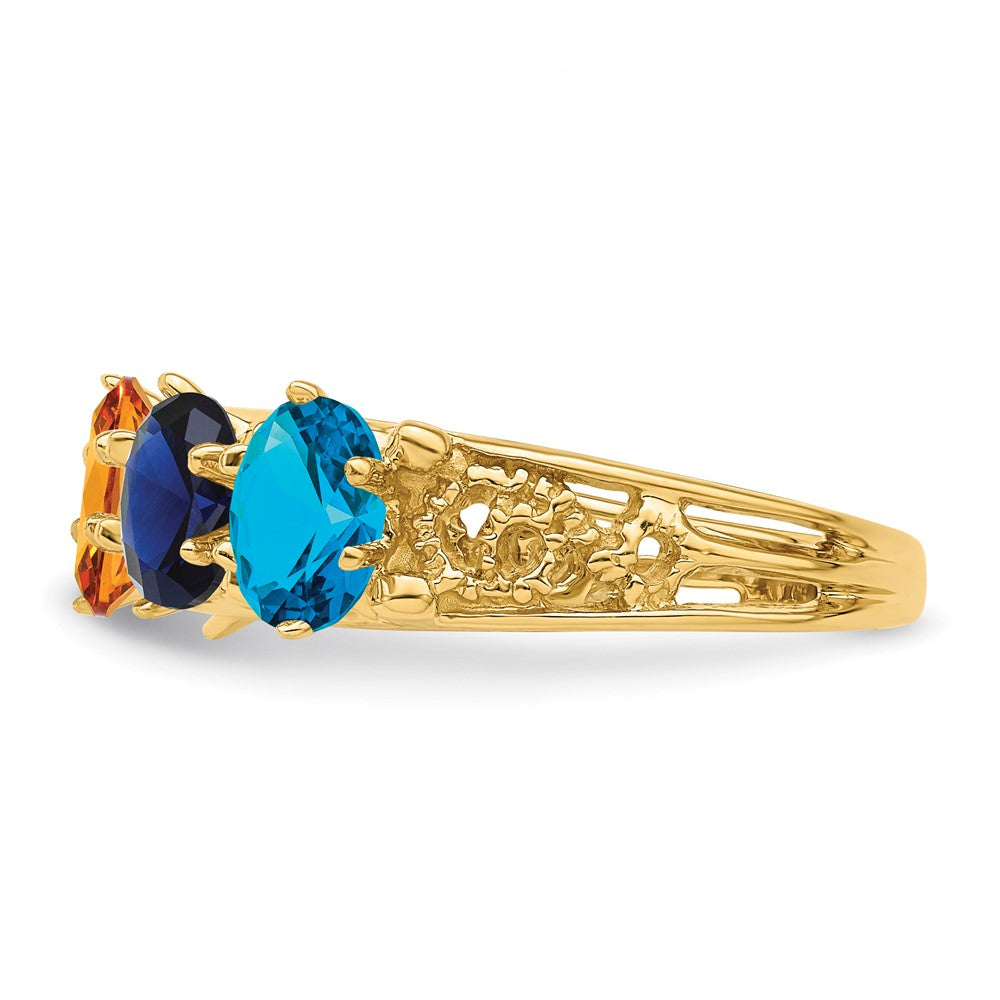 14k 5 Genuine Stone Family Ring