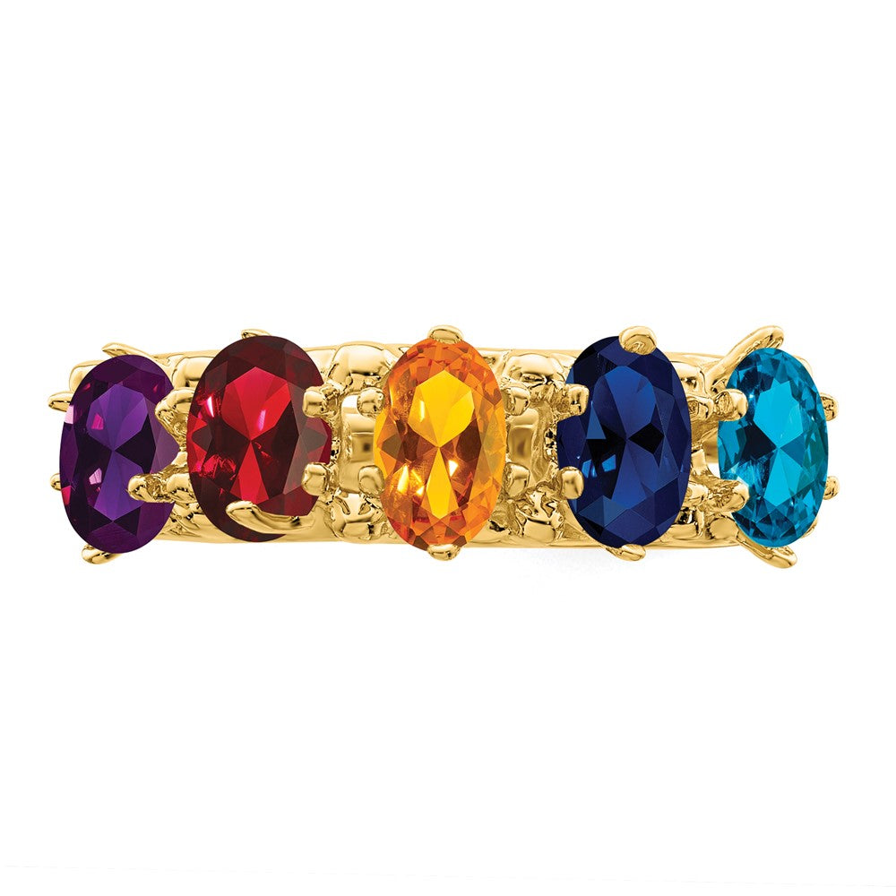 14k 5 Genuine Stone Family Ring