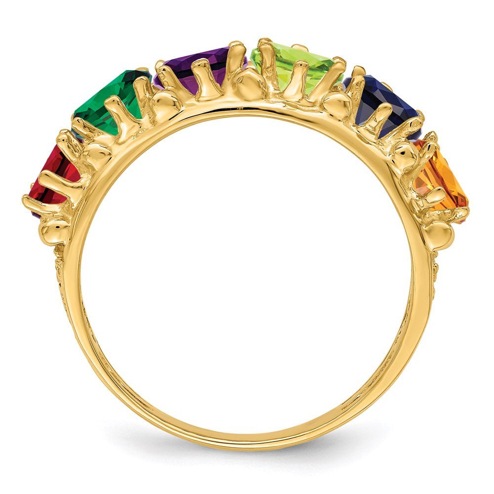 14ky 6 Genuine Stone Family Ring