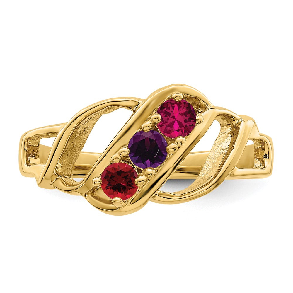 10ky Polished 3-Stone Mothers Ring Mounting