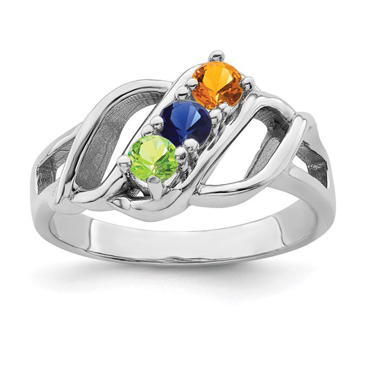 14k White Gold Synthetic Family Jewelry Ring