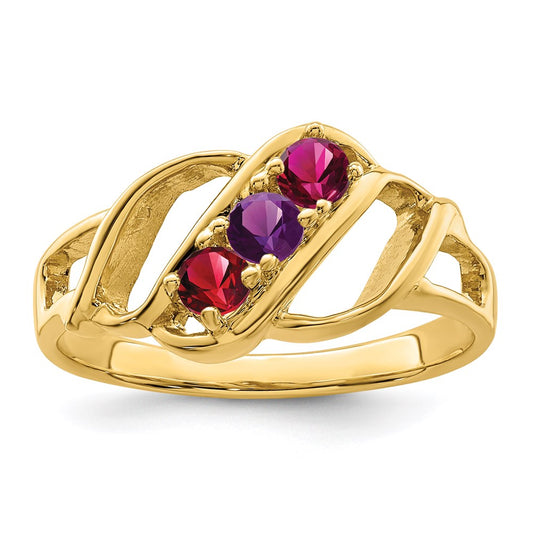 10ky Polished 3-Stone Mothers Ring Mounting