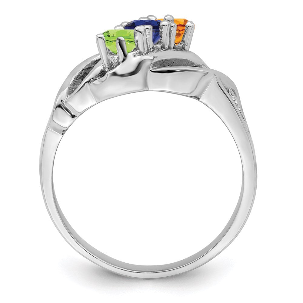 14k White Gold Synthetic Family Jewelry Ring