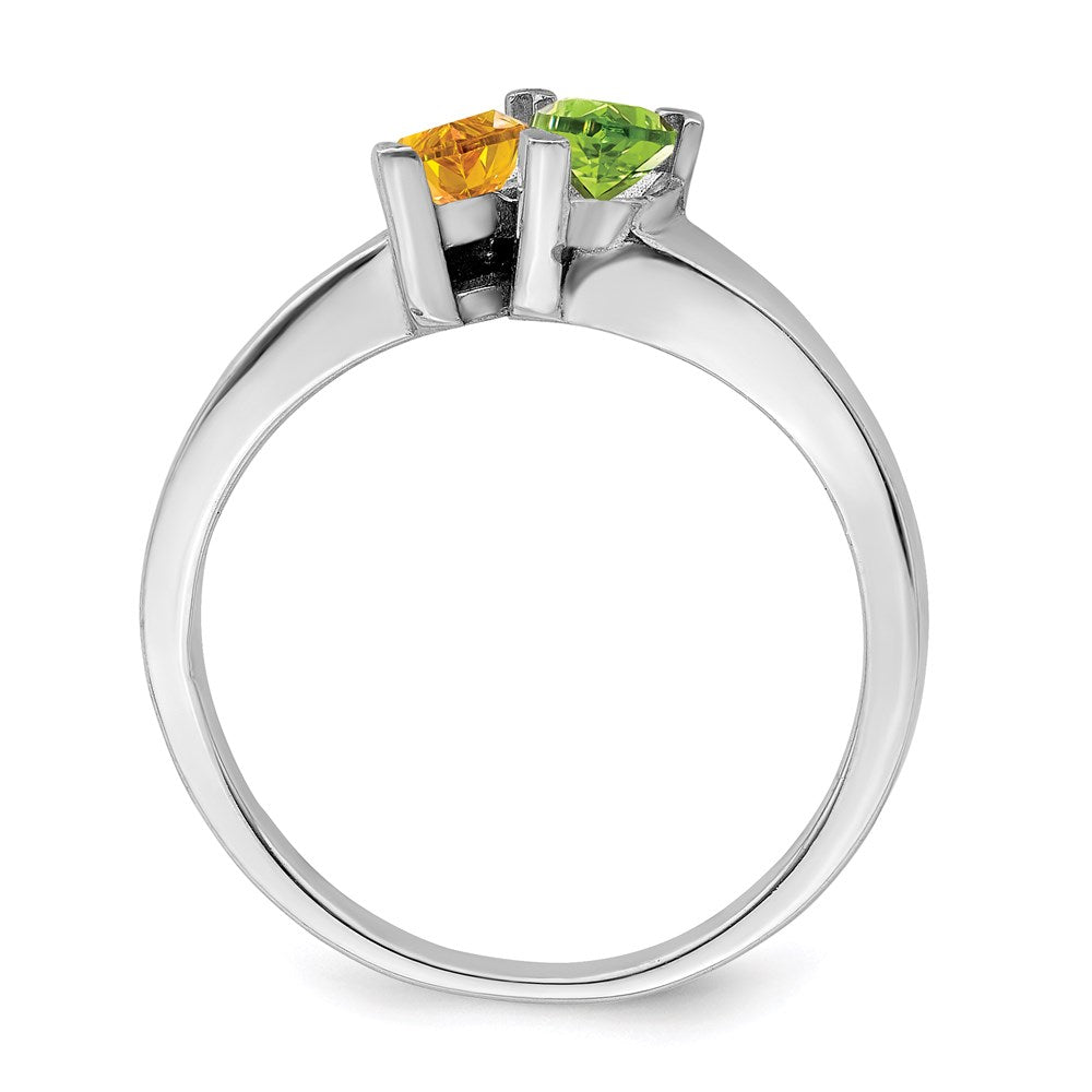 14k White Gold Synthetic Family Jewelry Ring