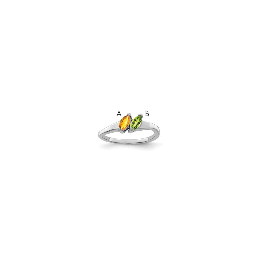 14k White Gold Synthetic Family Jewelry Ring