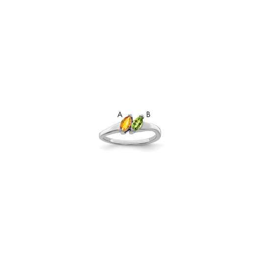 Sterling Silver Rhodium-plated Synthetic 2 Stone Mother's Ring