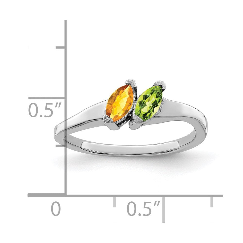 Sterling Silver Rhodium-plated Synthetic 2 Stone Mother's Ring