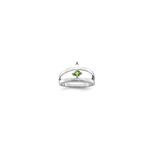 Sterling Silver Rhodium-plated Synthetic Single Stone Mother's Ring