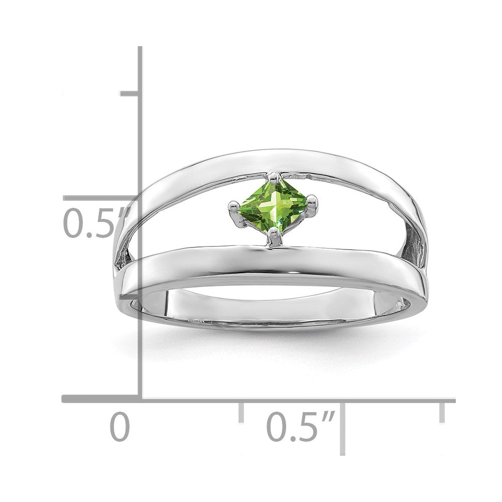 Sterling Silver Rhodium-plated Synthetic Single Stone Mother's Ring