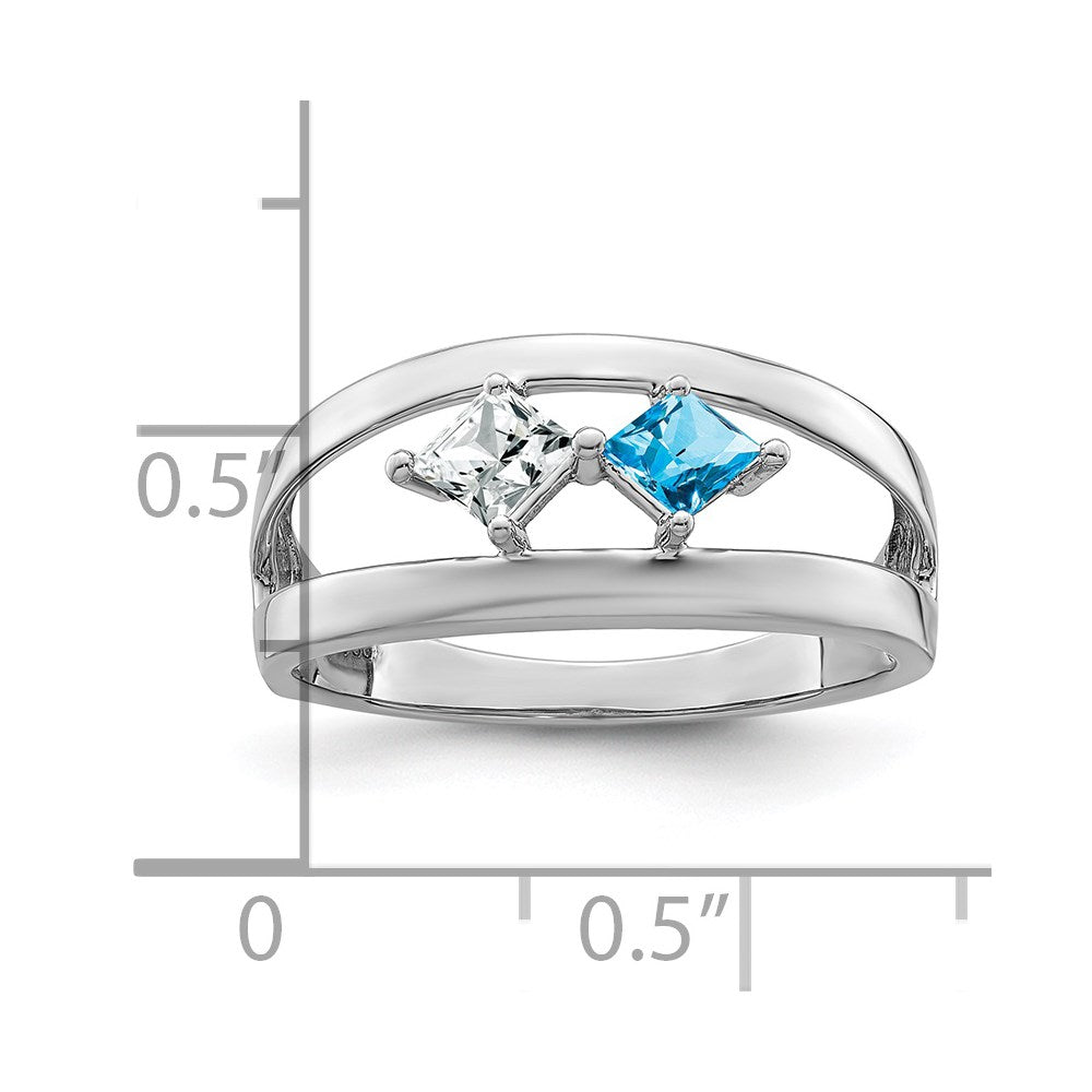Sterling Silver Rhodium-plated Synthetic Family Jewelry Ring
