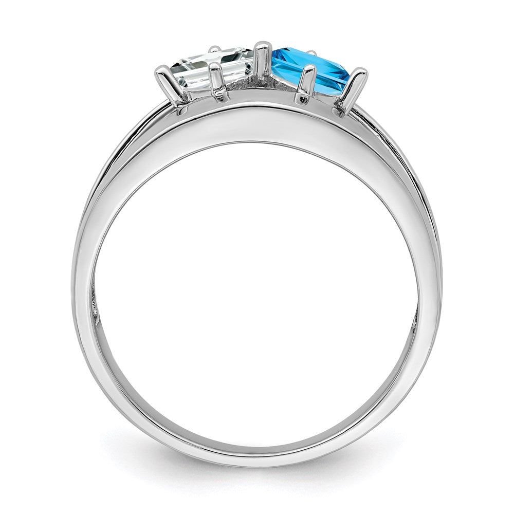 14k White Gold Synthetic Family Jewelry Ring