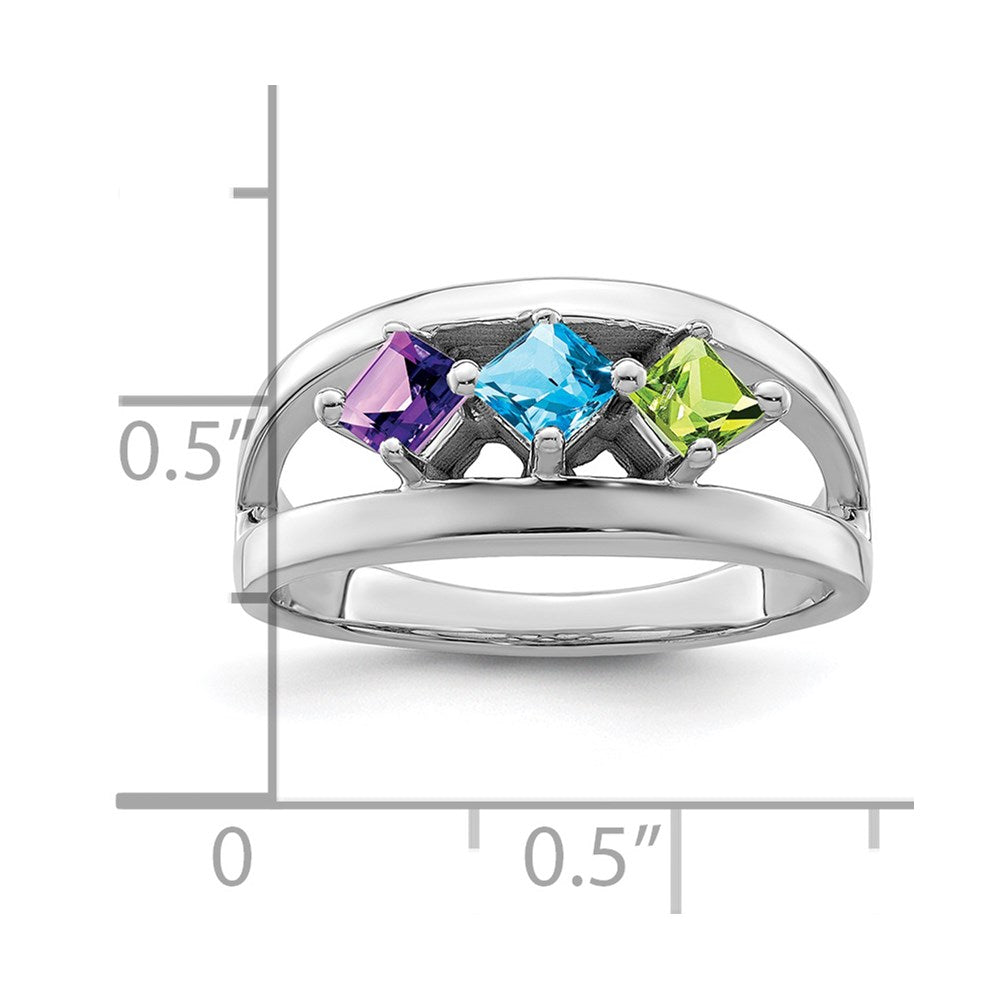 Sterling Silver Rhodium-plated Synthetic Family Jewelry Ring