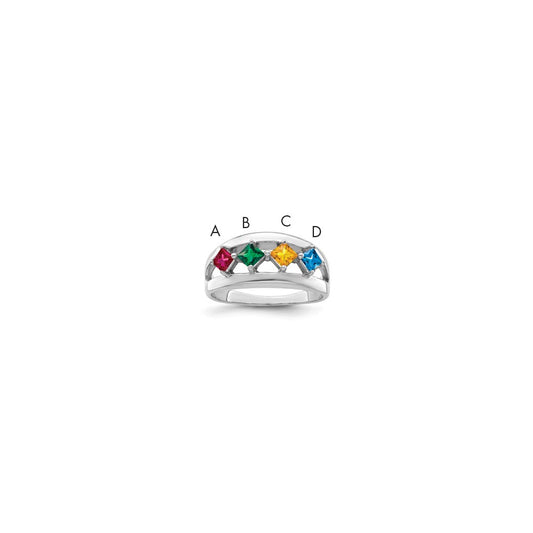 Sterling Silver Rhodium-plated Synthetic Family Jewelry Ring